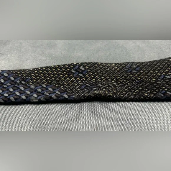Men’s Missoni Vintage Vtg 90s Blue Black Geometric Silk Logo Necktie Tie - Picture 3 of 3